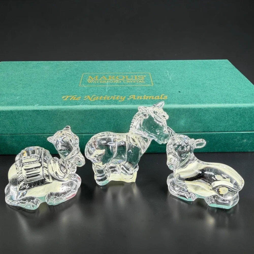Marquis by Waterford Crystal Nativity Animals Set of 3 Figurines Germany New Box
